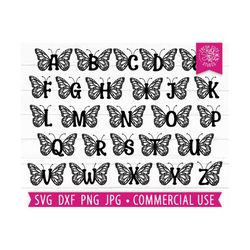 Butterfly Letters SVG Alphabet Cut Files, Individual Letters, Butterfly Monogram Alphabet PNG Images, Butterfly Wing Let