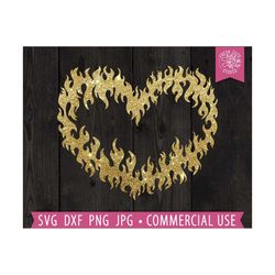 Flame Heart SVG, Fire Heart PNG Clipart Image, Heart on Fire, Trendy, Y2K, Commercial Use Cricut Cut File, Silhouette, p