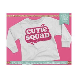 Cutie Squad SVG Retro Lettering Kids Valentine's Day SVG for Girls Cut file for Cricut Silhouette Cameo, Dxf png, Valent