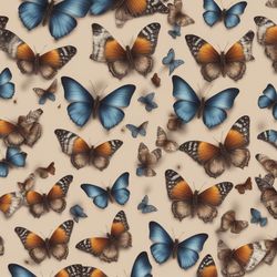 Butterflies 2 Digital Pattern Illustration, Printable, Sublimation Fabric Paper