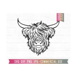 Cow SVG PNG, long haired cow svg, cow svg cricut cut file, mama cow svg, simple cow svg, fluffy cow, Scottish cow, highl