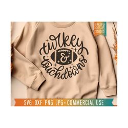 turkey & touchdowns svg, retro football svg, thanksgiving svg png, turkey svg, cute football shirt, sublimation, png dxf