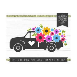 Spring SVG Flowers Cut File for Cricut, Flower Truck SVG Silhouette, Floral Truck svg, Truck with Flowers svg, Garden Tr