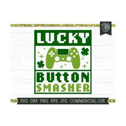 Lucky Button Smasher St Patrick's Day SVG Cut File, Video Game Controller SVG, Funny St Paddy's Day Shirt Design, Svg fo