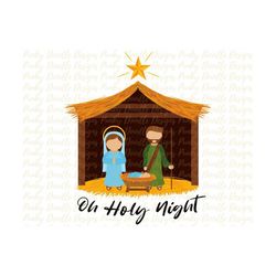 oh holy night manger png, christian christmas, baby jesus, warm cozy winter, joy, manger sublimation design, holiday, ch