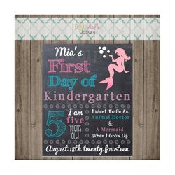 first day of school sign - last day of school sign -  mermaid - printable 8x10 first day of school photo prop
