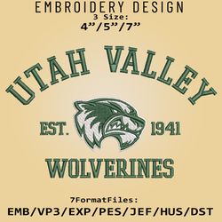 Utah Valley Wolverines embroidery design, NCAA Logo Embroidery Files, NCAA Wolverines, Machine Embroidery Pattern