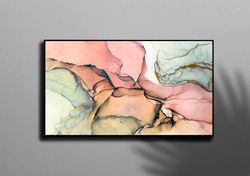 alcohol ink glass art, mural art, gold marble glass, canvas glass art,glass, pink marble glass wall art, sonf tones marb