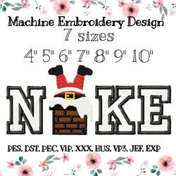 New Year's Nike embroidery design with Santa stuck in a chimney