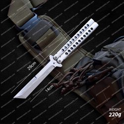 Brown Argus D2 Tool Steel Balisongs Butterfly Trainer Knife World Class Knives With Leather Sheath
