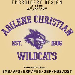 Abilene Christian Wildcats embroidery design, NCAA Logo Embroidery Files, NCAA Wildcats, Machine Embroidery Pattern