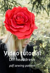 Diy flower fascinator Video tutorial create derby hat, lesson, templates, assembly instructions rose hairpin, wedding