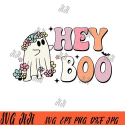 Groovy Hey Boo PNG, Cute Ghost PNG, Ghost Halloween PNG