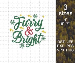 Merry And Bright Embroidery Machine Design, Furry Christmas Embroidery Machine Design, Merry Christmas 2023 Embroidery