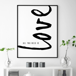 All You Need is Love, Love Quote Print, Love Poster, Love Printable, Printable Quotes, Large Wall Prints, Couples Art
