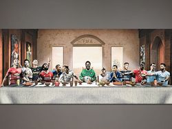 FIFA Best Football Players The Last Supper, Football Legend Canvas, Ronaldo, Messi, Zlatan, Neymar, Aguero, Pele, Salah,