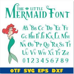 The Little Mermaid Font OTF, Little Mermaid Font SVG,Little Mermaid letters SVG, Mermaid Monogram SVG, Mermaid shirt DIY