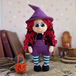 Crochet Pattern Doll Witch. TUTORIAL doll in English in PDF. Amigurumi Doll. Halloween Pattern.