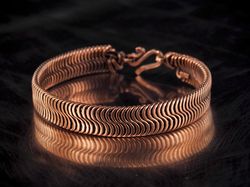 Unique wire wrapped pure copper bracelet for woman or man Antique style artisan copper jewelry 7th 22nd Anniversary gift