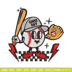 Game day embroidery design, Baseball embroidery, Embroidery file, Embroidery shirt, Emb design, Digital download