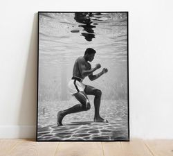Muhammad Ali Vintage Photo Training underwater 1961 Poster, No Framed, Gift