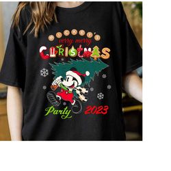 Disney Classic Mickey Mouse Very Merry Christmas Party 2023 Tee, Mickey Around The Christmas Tree Sweatshirt,Mickey's Ve