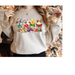 Disney Winnie The Pooh Gingerbread Cookies Tea Cup Balloon Christmas Shirt,Xmas Latte Drink Cup Lights Shirt,Disneyland