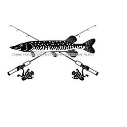 Pickerel Fishing SVG, Fishing Logo Svg, Fish Svg, Fishing Clipart, Fishing Files for Cricut, Cut Files For Silhouette, P