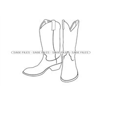 Cowboy Boots Outline 4 SVG, Cowboy Boots SVG, Cowboy Svg, Cowboy Boots Clipart, Files for Cricut, Cut Files For Silhouet