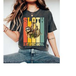 Retro  Sloth Shirt, Sloth Is My Spirit Animal Shirt, Funny Sloths T-shirt, Sloths Lover Tee, Animal Lover Shirt, Birthda