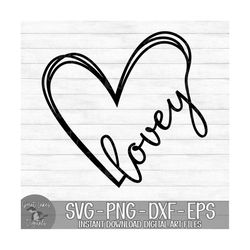 Lovey Heart - Instant Digital Download - svg, png, dxf, and eps files included! Gift Idea, Hand Drawn Heart
