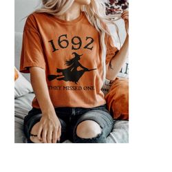 Vintage Salem 1692 They Missed One Comfort Colors Shirt, Retro Salem Massachusetts Halloween Crewneck, Witchy Woman Shir