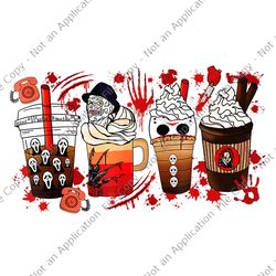 Horror Movie And Coffee Halloween Spooky Season Fall Coffee Png, Horror Movie Halloween Png, Friend Movie Halloween Png,