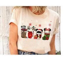 Cute Disney Mickey and Minnie Coffee Drink Cups Christmas Shirt, Mickey's Very Merry Christmas Shirt, WDW Christmas Matc