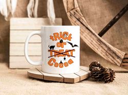 Trick or Treat Cocoa Mug, Halloween Present Idea, Funny groovy Mug
