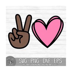 Peace and Love - Instant Digital Download - svg, png, dxf, and eps files included! Peace Hand, Peace Sign, Signal, Heart