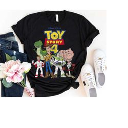 Disney Pixar Toy Story 4 New Group Shot Movie Logo Poster Shirt, Walt Disney World Disneyland Trip Gift,Matching Family