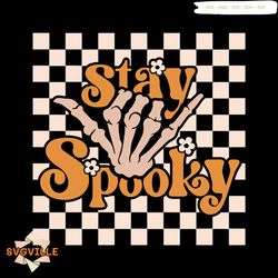 Retro Floral Stay Spooky Skeleton Hand SVG Cutting File