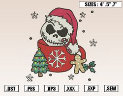 Jack Skellington Christmas Embroidery Designs, Christmas Embroidery Design File Instant Download