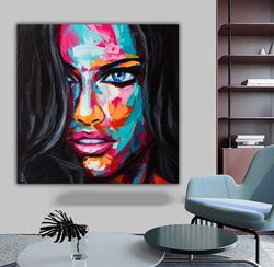 Abstract Woman Textured Canvas Painting, Handcrafted Oil Painting Texture, Ready-To-Hang Wall Decor, Living Room Wall De