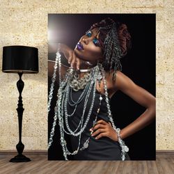 African Girl Art Decor, Wall Art Canvas, Canvas Ethnic Wall Art, Black Woman Or,Canvas Photo Prints, Wall Hanging Decor,