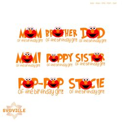 Sesame Street Family Of The Birthday Girl SVG PNG Download