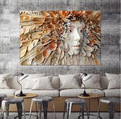 seashell man art decor, wall art table, canvas print, wall hanging decor, home decor wall art, canvas photo