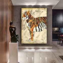 tiger canvas paintingtumbled look tiger canvas,wall decor,free shipping ready to hang canvas