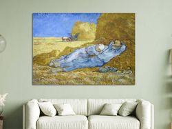 Van Gogh, Noon, Rest From Work, Van Gogh After Millet, Vincent Van Gogh, White Frame Canvas, Reproduction Table, Famous