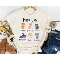 Potter Cats T-Shirt, Cute Cats Shirt, Friendly Animal Shirt, Funny Kitten Shirt,Gift For Cat Owner,A Perfect Gift for Ca