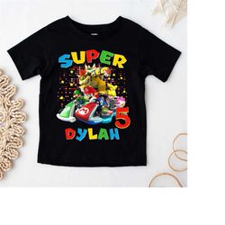 Personalized Super Mario Birthday Shirt, Custom Super Mario Birthday Party Shirt, Super Mario Birthday boy Shirt, Family