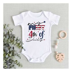 my first 4th of july baby bodysuit, 4th of july baby tee, american flag baby clothing, retro natural infant, forth of ju