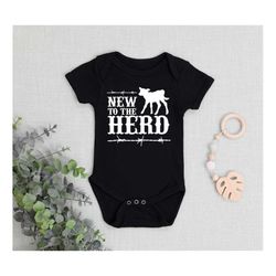 new to the herd baby bodysuit, country baby clothing, baby announcement gift, cow baby shower gift, baby outfit, cute ba