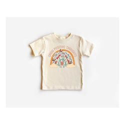 Grow Positive Thoughts Baby Bodysuit, Floral Boho Kids T-Shirt, Aesthetic Toddler Tee, Cute Wild Flower Youth Shirt
